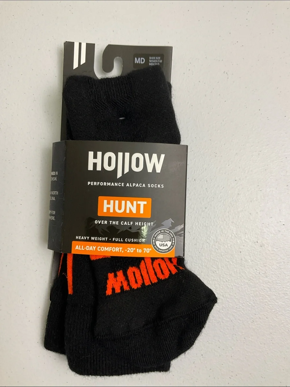 Hollow Hunt Over-the-Calf Hunt Socks - Black & Orange Accent